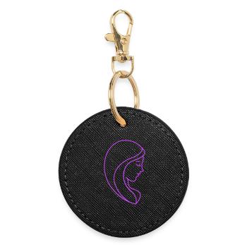 Portrait de femme - Porte-clés rond - noir - Devant