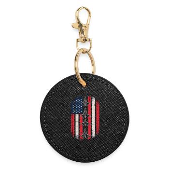 Jet Fighter USA Flag – Avion pilote - Porte-clés rond - noir - Devant