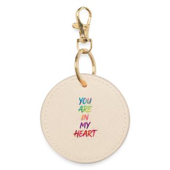 You Are In My Heart Color Text Painting Print - Round Keyring - oyster - Front