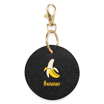 Banana Pop Art Graphic - Funny Banana Fruit Design - Round Keyring - black - Front