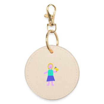 Smiling Girl Chick Chicken - Round Keyring - oyster - Front