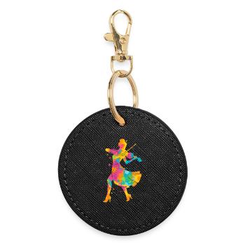 Violon Violoniste coloré Enfants Dames Femmes Violon - Porte-clés rond - noir - Devant