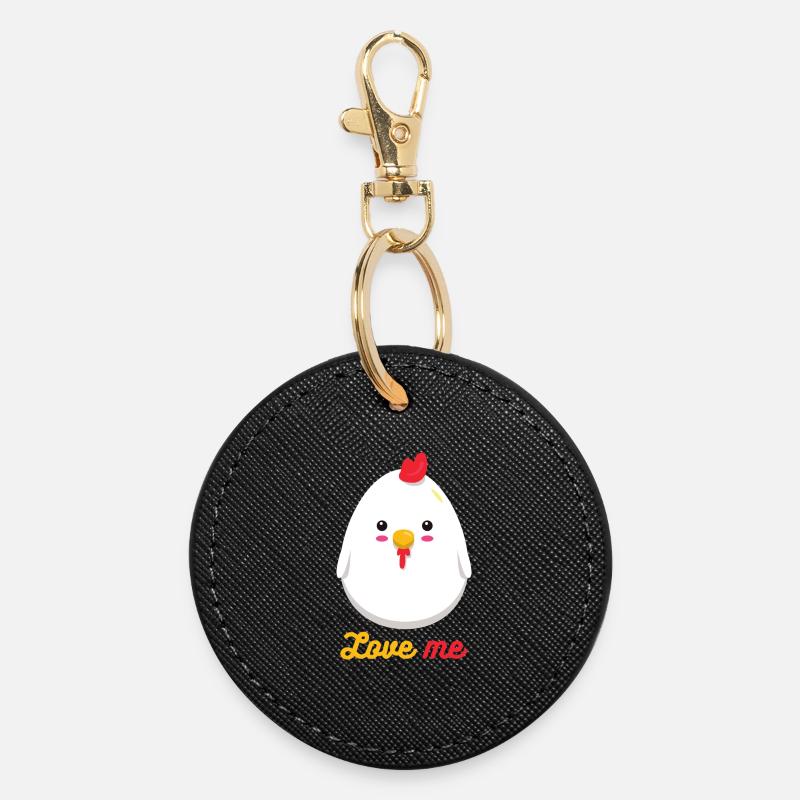 Coq - Porte-clés rond - noir