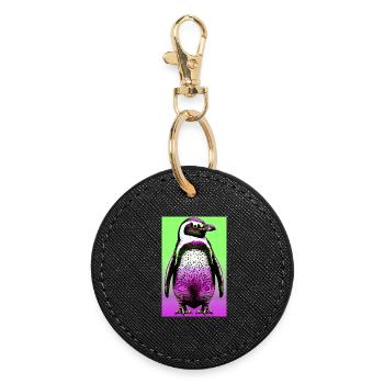 Pinguin - Runder Schlüsselanhänger - Schwarz - Vorne