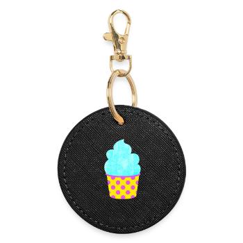 Eis Softeis Eiscreme Punkte Dots Sommer Pastell - Round Keyring - black - Front