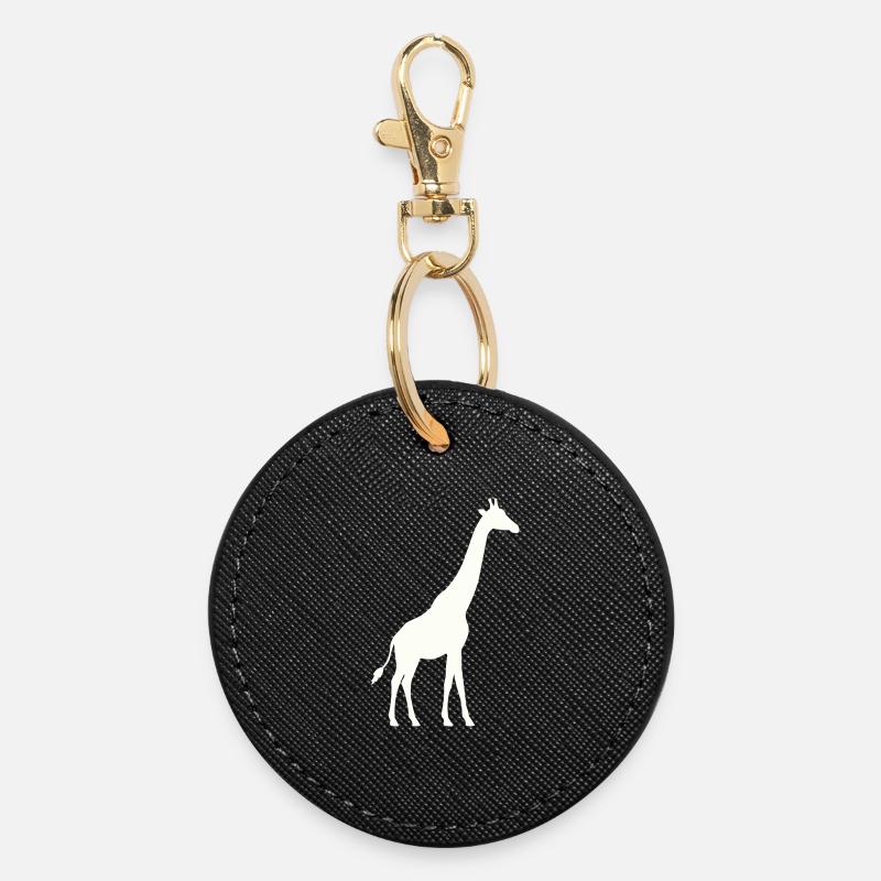 Giraffe Silhouette - Runder Schlüsselanhänger - Schwarz
