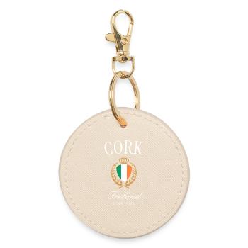 Cork Ireland Coat of Arms Crown – Travel Souvenir - Round Keyring - oyster - Front