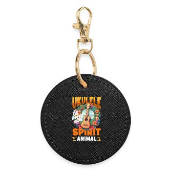 Ukulele Is My Spirit Animal Hawaii Musiker Spruch - Runder Schlüsselanhänger - Schwarz - Vorne