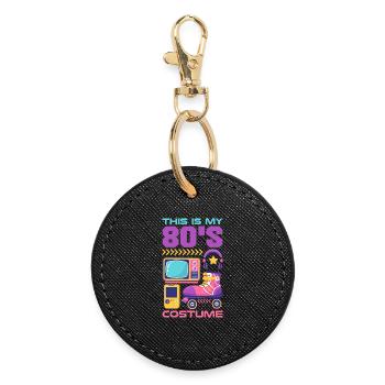 Retro Back to the 80s Vintage Design - Runder Schlüsselanhänger - Schwarz - Vorne