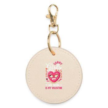 Cœur rétro design de la Saint-Valentin Amour - Porte-clés rond - huître - Devant