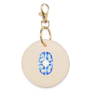 6 YEARS BORN 2020 FOOTBALL 6TH BIRTHDAY - Round Keyring - oyster - Front