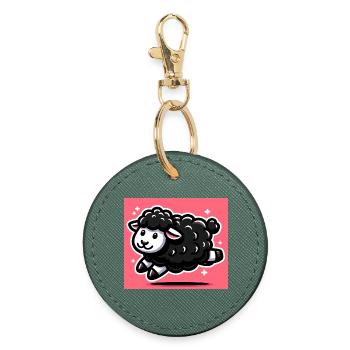 Mouton noir - Porte-clés rond - vert sapin - Devant