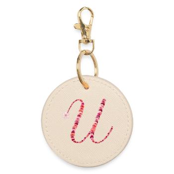 Romantic floral monogram "U" - Round Keyring - oyster - Front