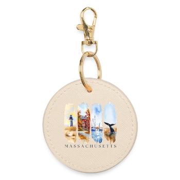 Massachusetts Urlaub Travel – Geschichte & Meer - Runder Schlüsselanhänger - Auster - Vorne