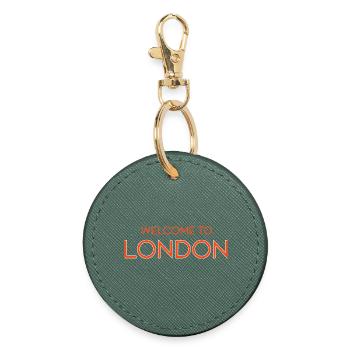 London Welcome Neon Sign - Round Keyring - evergreen - Front