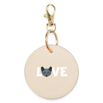 Slogan du chat russe bleu amoureux du propriétaire d’animal de compagnie - Porte-clés rond - huître - Devant