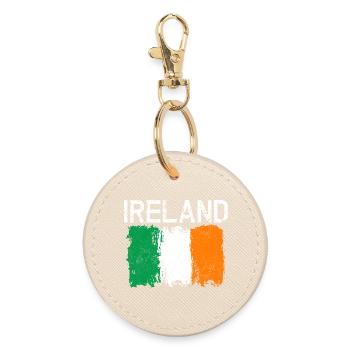 Grunge Ireland Flag Design - Round Keyring - oyster - Front