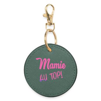 MAMIE - Porte-clés rond - vert sapin - Devant