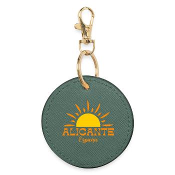 Vibrant Sunburst Alicante Espagne Design - Porte-clés rond - vert sapin - Devant