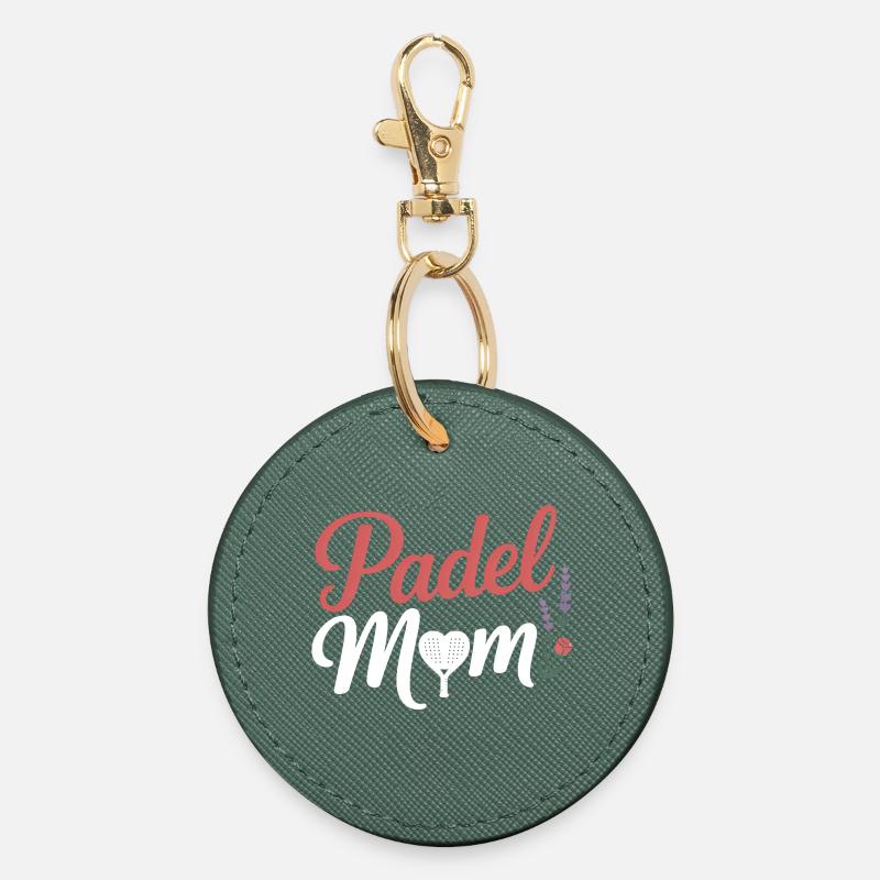 Padel Mom - Round Keyring - evergreen