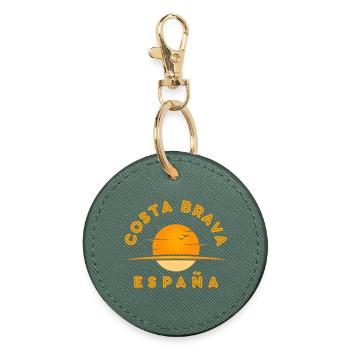 Costa Brava España Sunset Logo - Round Keyring - evergreen - Front