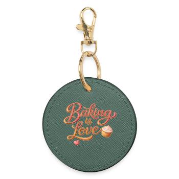 Baking is Love Baking Saying Design - Round Keyring - evergreen - Front
