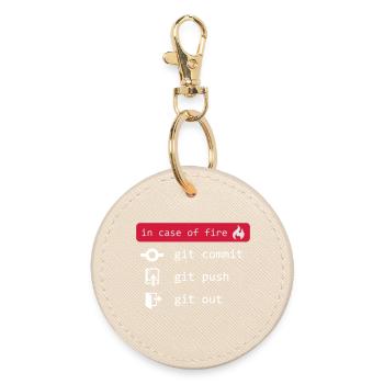 in case of fire - git out - white - Round Keyring - oyster - Front