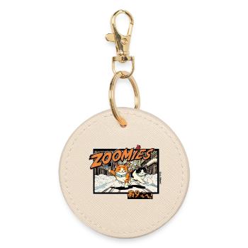 Anime Cats in the Snow - Round Keyring - oyster - Front