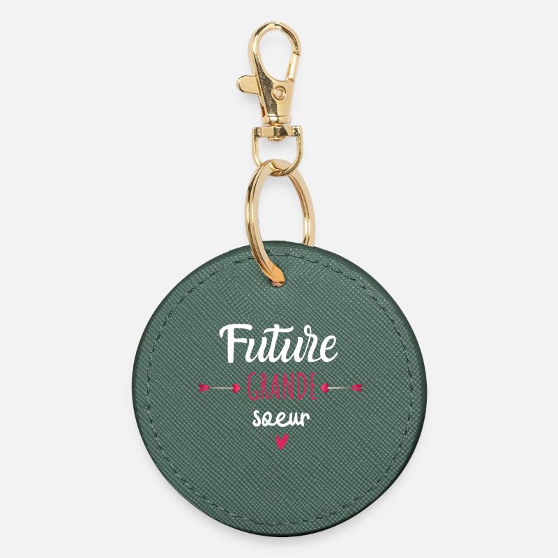 Future big sister - pregnancy announcement gift idea - Round Keyring - evergreen