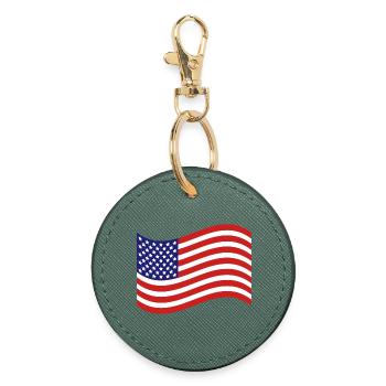 Drapeau des États-Unis - Porte-clés rond - vert sapin - Devant