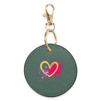 Color Heart Splatter Art - Round Keyring - evergreen - Front