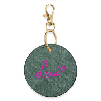 Signature Lena Rose Néon - Porte-clés rond - vert sapin - Devant