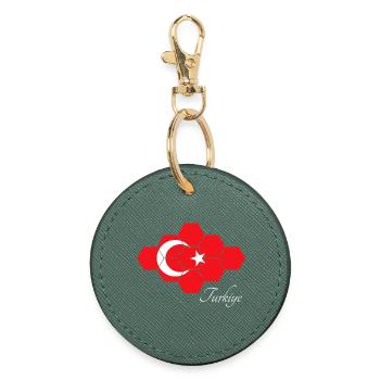 Hexagonale Türkei Flagge Kunst - Runder Schlüsselanhänger - Fichte - Vorne