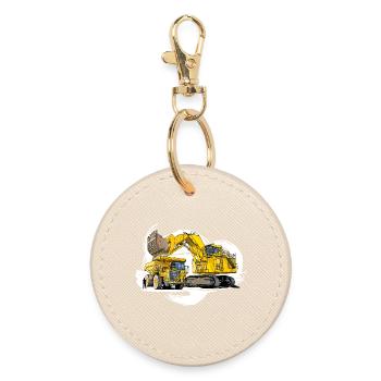 Mega machines on the construction site - Round Keyring - oyster - Front