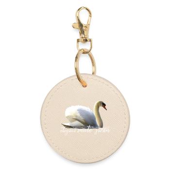 Cygne élégant dans un paysage d'eau calme - Porte-clés rond - huître - Devant