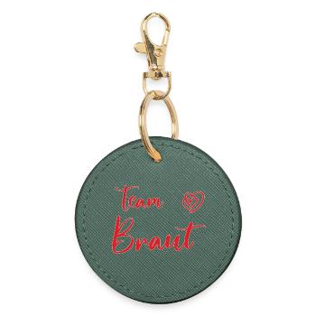 Motif de cœur romantique pour mariage et enterrement de vie de jeune fille - Porte-clés rond - vert sapin - Devant