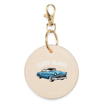 Klassischer Blau-Oldtimer Großvater  - Runder Schlüsselanhänger - Auster - Vorne