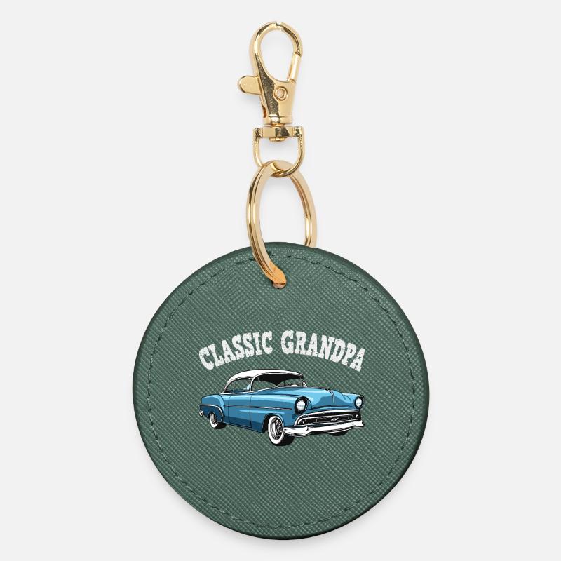 Classique Bleu Classique Grand-père - Porte-clés rond - vert sapin