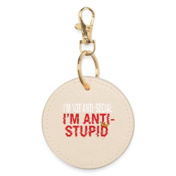 NOT ANTI SOCIAL - Round Keyring - oyster - Front