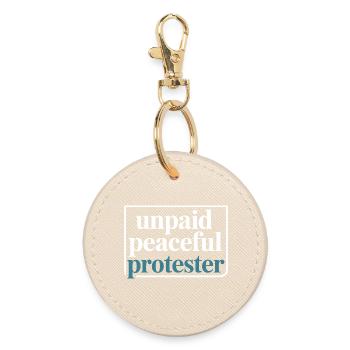 Unpaid Peaceful Protester Aktivistin Spruch Demo - Runder Schlüsselanhänger - Auster - Vorne