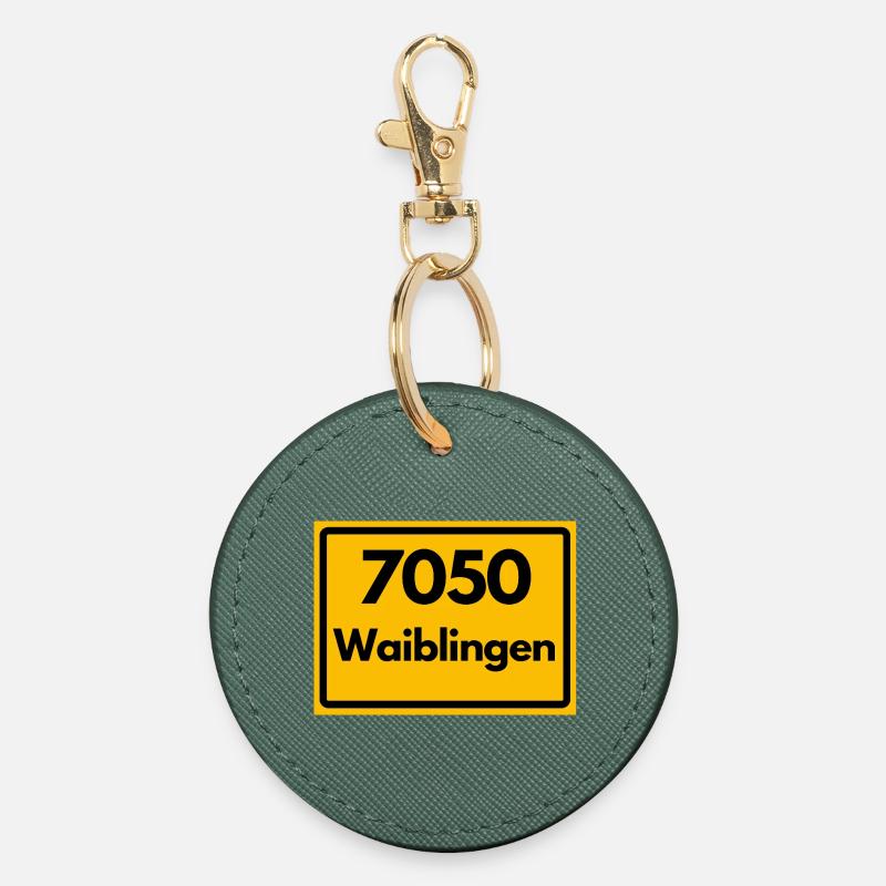 ANCIEN CODE POSTAL RETRO 7050 WAIBLINGEN HEIMAT - Porte-clés rond - vert sapin