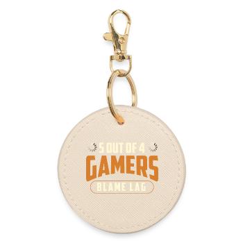 5 Out Of 4 Gamers Blame Lag Gaming Humor - Round Keyring - oyster - Front
