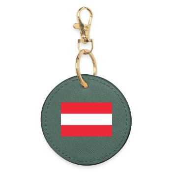 Aufkleberflagge Österreichs Fahne von Oesterreich - Runder Schlüsselanhänger - Fichte - Vorne