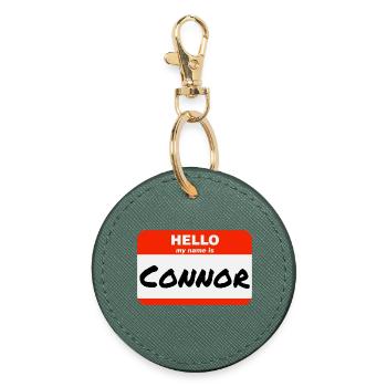 Bonjour, je m’appelle Connor Étiquette Nom Tag - Porte-clés rond - vert sapin - Devant