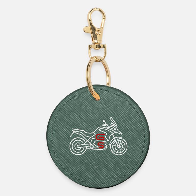 Motorcycle GS white red - Round Keyring - evergreen