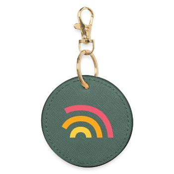 Logo arc-en-ciel - Porte-clés rond - vert sapin - Devant