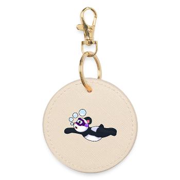 Panda Schwimmen Schwimmbrille Sommer - Runder Schlüsselanhänger - Auster - Vorne