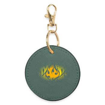 Symbole de la flamme rayonnante – design puissant - Porte-clés rond - vert sapin - Devant