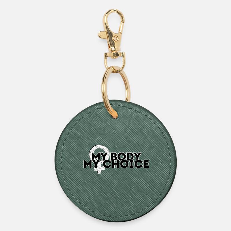 Mon corps, mon choix (BW) - Porte-clés rond - vert sapin