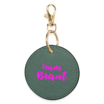 Team Bride Design for All Bridesmaids Bachelor Party - Round Keyring - evergreen - Front